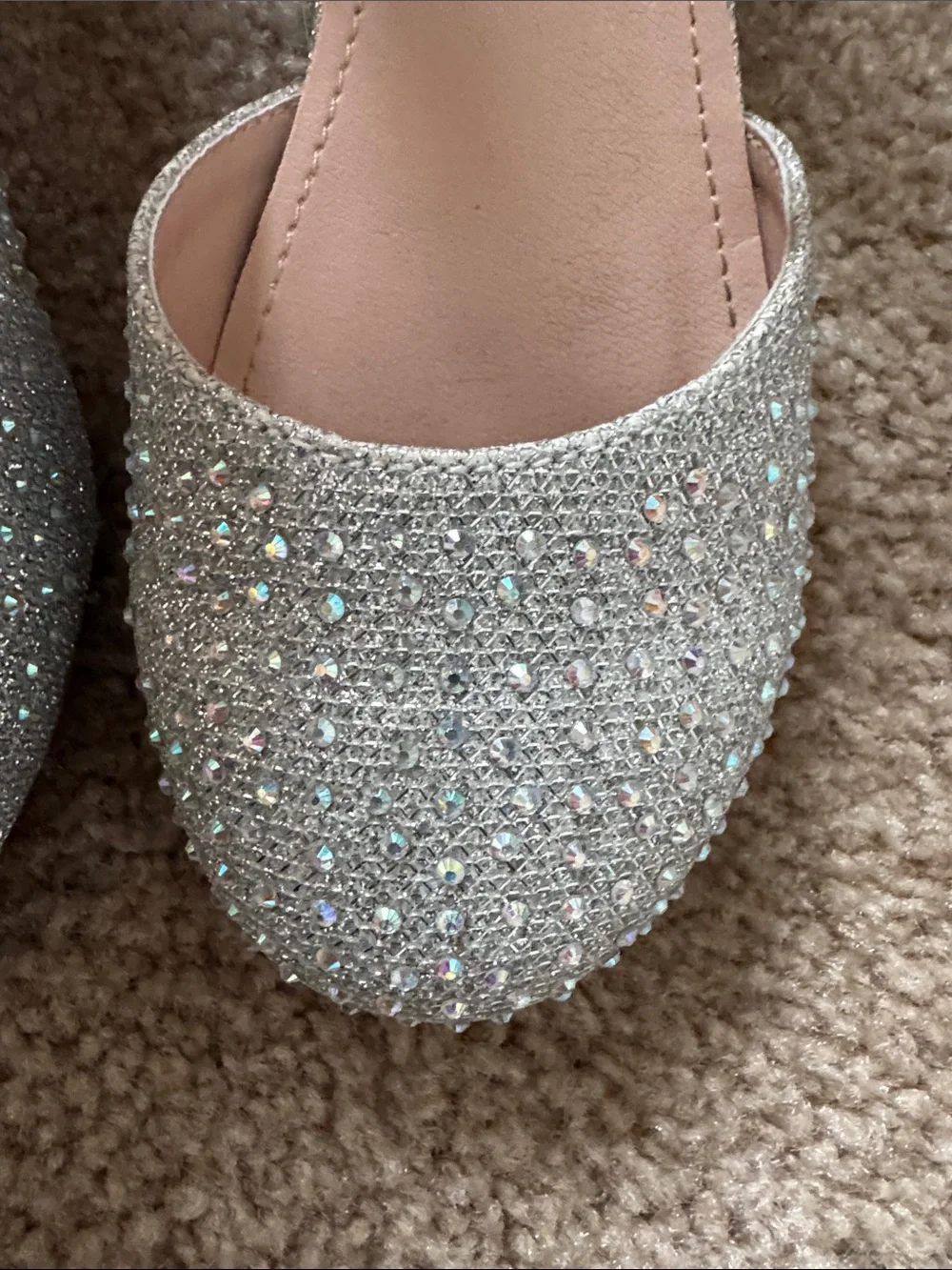 Link Girls' Silver Glitter Dress Shoes with Ankle Strap size 13